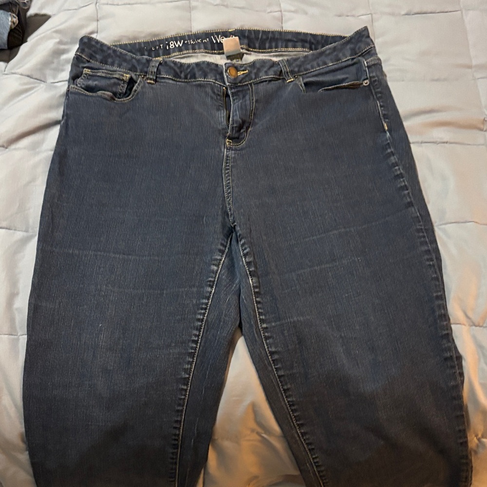Women's Straight Leg Blue Jeans, Sz 18w